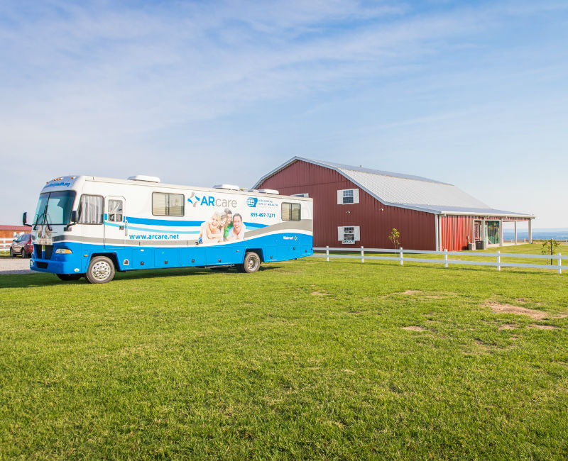 ARcare's Mobile Unit in front of barn